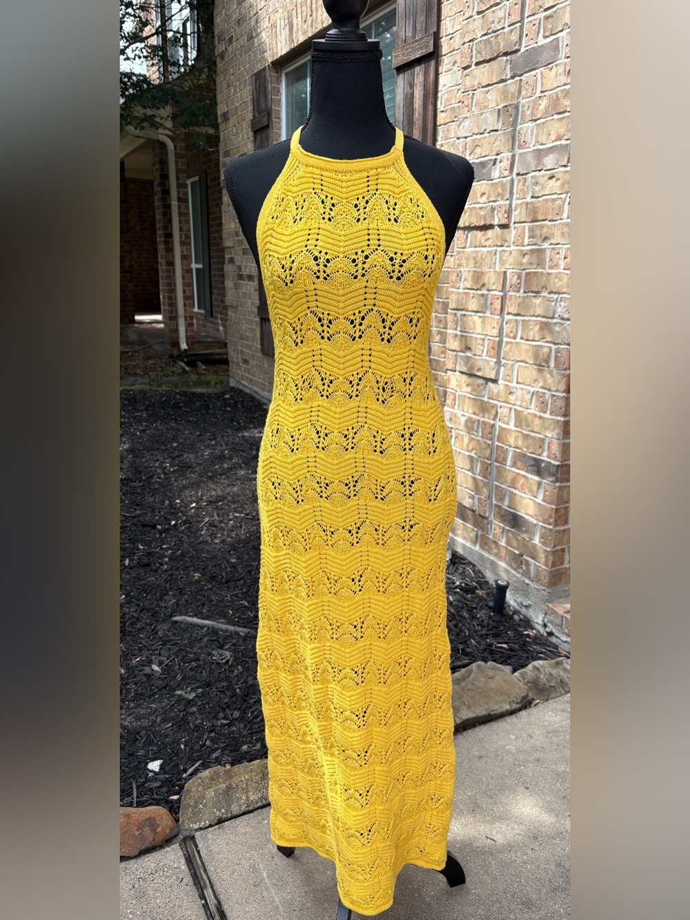 House of Harlow 1960 Yellow Crochet Maxi Dress